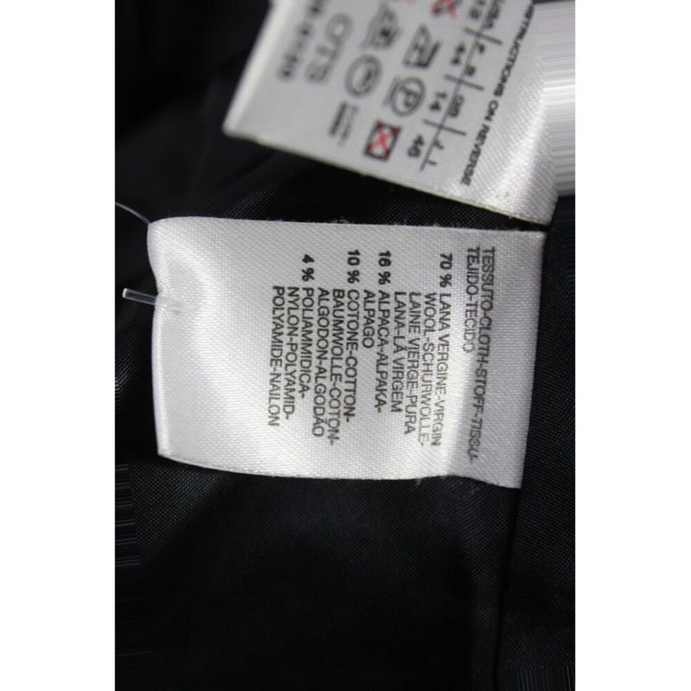 Max Mara Womens Black Check Virgin Wool Button Overcoat Size 12 - Picture 5 of 7
